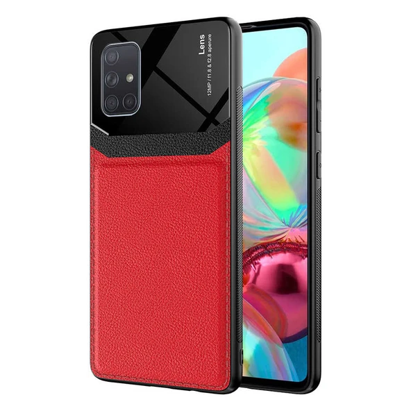 Galaxy A71 Kılıf Deri Görünümlü Tasarım Sert Arka Kapak ürün görseli 1