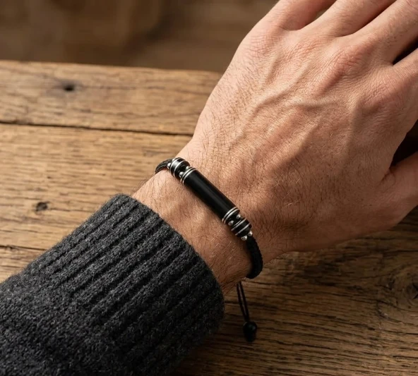 BlackCraft Gümüş Detaylı Bileklik - Resim 2