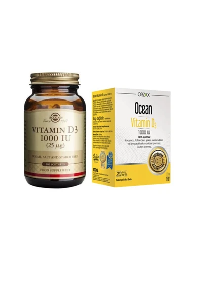Solgar Vitamin D3 1000 Iu Sprey 20 Ml + D3 Vitamini 1000 Iu 100 Kapsül ürün görseli 1