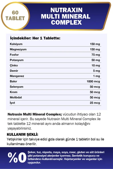 Nutraxin Multi Mineral Complex 60 Tablet - Resim 8