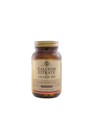 Solgar Calcium Citrate With Vitamin D3 60 Tablet ürün görseli 1