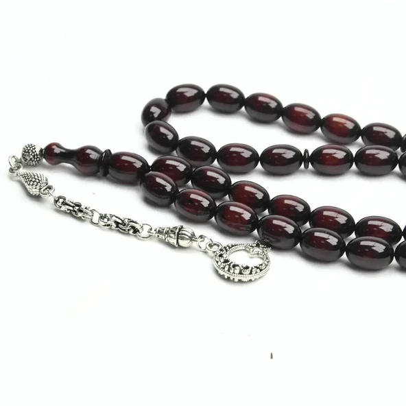 BlackCraft Kehribar Derin Bordo Tespih - Resim 2