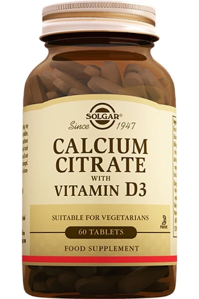Solgar Calcium Citrate Vitamin D3 60 Tablet (kalsiyum Sitrat) ürün görseli 1