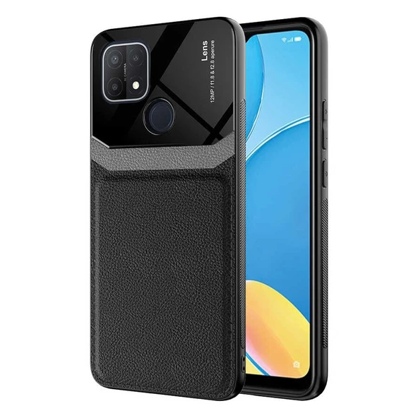 Oppo A15 Kılıf Deri Görünümlü Tasarım Sert Arka Kapak ürün görseli 1