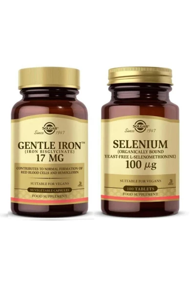 Solgar Gentle Iron 17 Mg 90 Kapsül + Selenium 100 mcg 100 Tablet ürün görseli 1