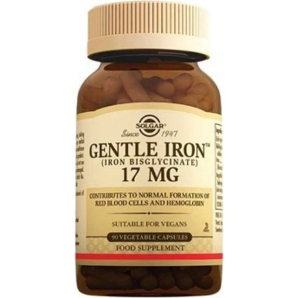 Solgar Gentle Iron 17 Mg 90 Kapsül ürün görseli 1
