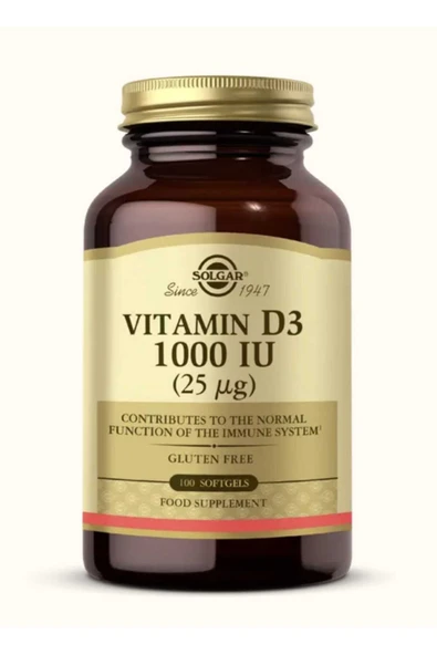 Solgar Vitamin D3 1000 Iu 25 Mcg 100 Yumuşak Kapsül ürün görseli 1
