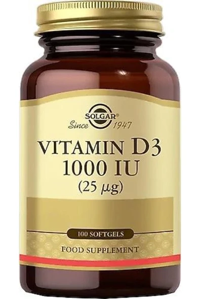 Solgar Vitamin D3 1000 Iu  100 Yumuşak Jelatin Kapsül ürün görseli 1