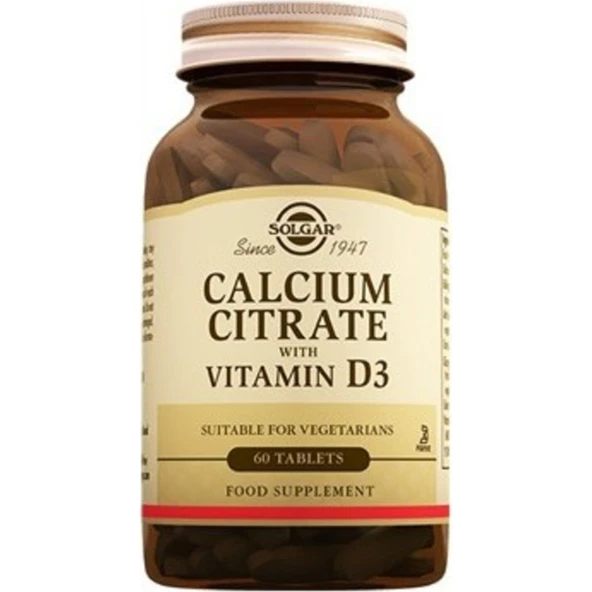 Solgar Calcium Citrate With Vitamin D3 60 Tablet ürün görseli 1
