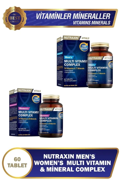 NUTRAXİN Women's Multivitamin Complex ve Nutraxin Men's Multivitamin Complex ürün görseli 1