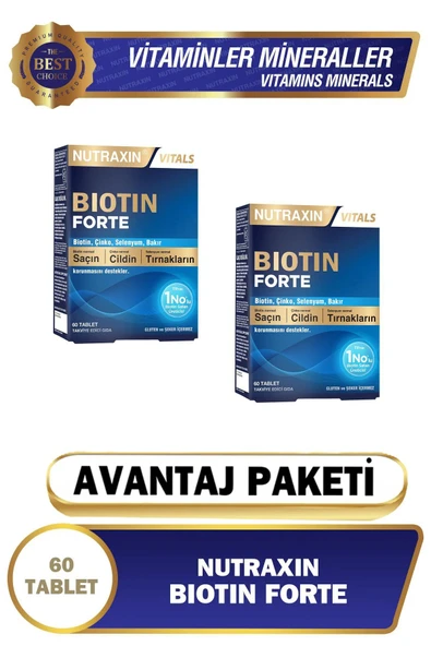 Biotin Forte 5.000 Mcg 60 Tbl - Biyotin, Çinko, Selenyum, Bakır 2li ( Avantajlı Paket ) ürün görseli 1