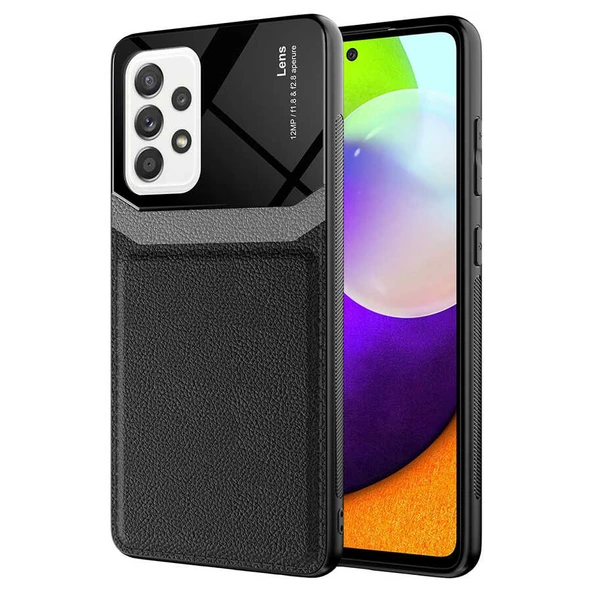 Galaxy A72 Kılıf Deri Görünümlü Tasarım Sert Arka Kapak ürün görseli 1