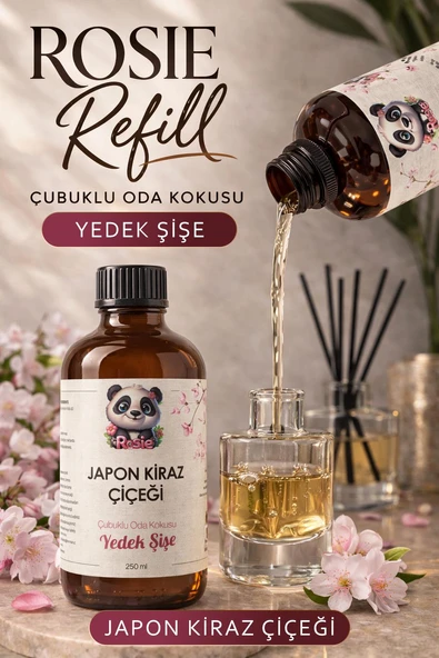 Rosie Japon Kiraz Çiçeği Çubuklu Oda Kokusu Yedek Şişe 250 ml – Sakura Reed Diffuser Refill ürün görseli 1