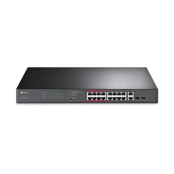 TP-LINK TL-SL1218MP 16-Port 10/100Mbps + 2-Port Gigabit Unmanaged PoE Switch ürün görseli 1