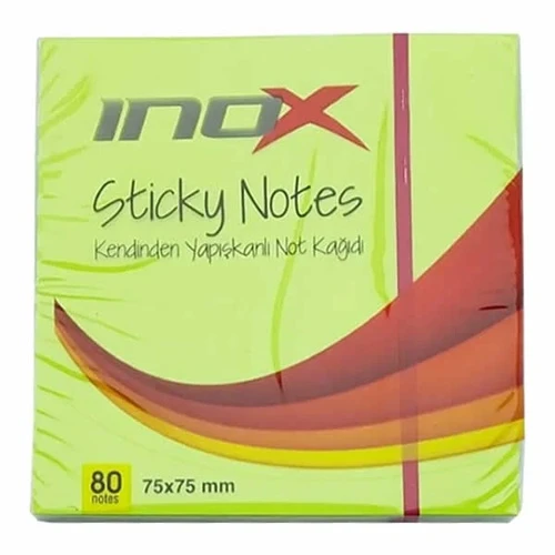 İnox Postit 75X75 80 Yaprak Fosforlu Yeşil - 3 adet ürün görseli 1
