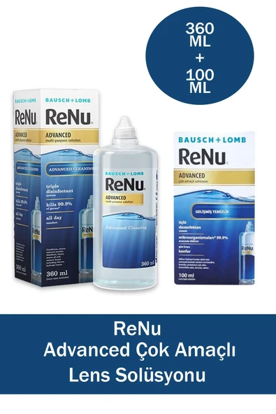 Renu Advanced Çok Amaçlı Lens Solüsyonu 360 ml + Renu Advanced Çok Amaçlı Lens Solüsyonu 100 ml ürün görseli 1