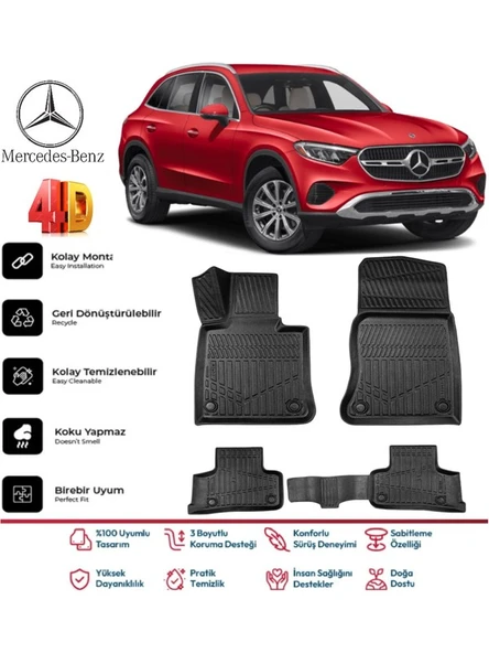 Mercedes Glc Suv 2023 ve Sonrası 4.5d Premium Havuzlu Siyah Paspas Takımı Kokusuz ürün görseli 1