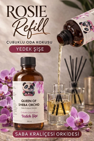 Queen of Sheba Orchid Çubuklu Oda Kokusu Yedek Şişe 250 ml – Orchid (Orkide) Reed Diffuser Refill ürün görseli 1