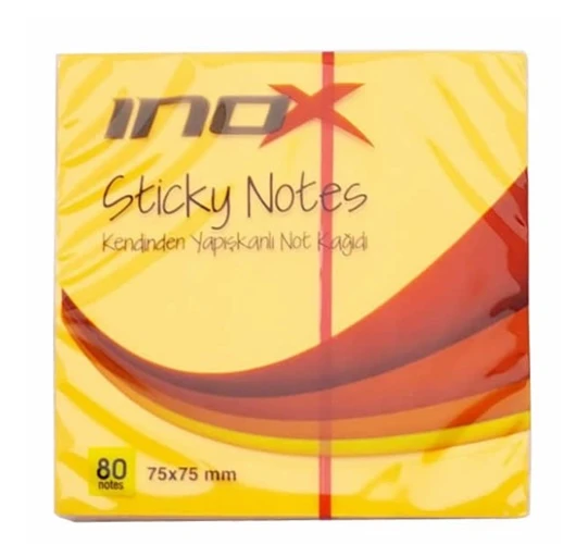 İnox Postit 75X75 80 Yaprak Fosforlu Turuncu - 3 adet ürün görseli 1