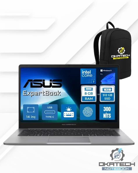 EXPERTBOOK P1 P1403CVA INTEL® CORE™ 7 240H 8GB DDR5 512GB SSD 14''FHD 300NITS WİN11PRO TAŞINABİLİR BİLGİSAYAR C716512G0D01G0D01 ürün görseli 1
