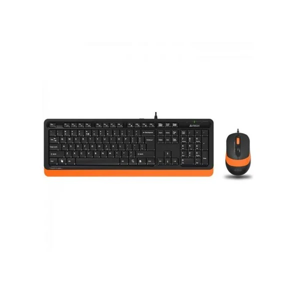 A4 TECH F1010 USB Q Trk Optic Mouse Siyah/Turuncu Standart Klavye - Mouse Set ürün görseli 1
