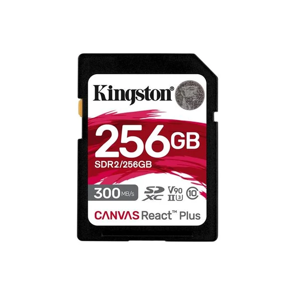 Kingston SDR2-256GB Canvas React Plus SDXC UHS-II 300R-260W U3 V90 for Full HD-4K-8K Hafıza Kartı ürün görseli 1