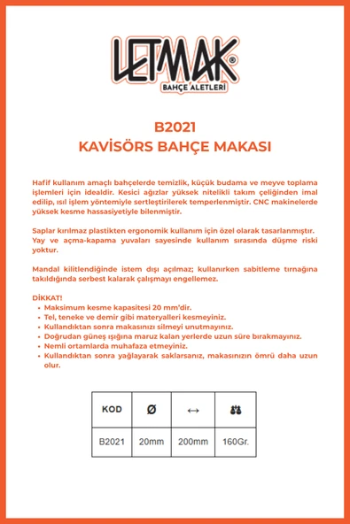 KAVİSÖRS BAHÇE MAKASI - B2021 - Resim 4