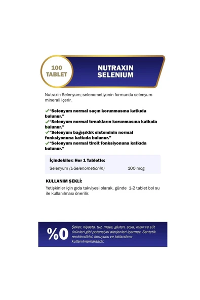 Nutraxin Selenium 100 mcg 100 Tablet - Resim 8