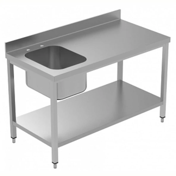 Electrolux Professional Özel Şef Çalışma Tezgahı, Tek Evyeli (solda), 100 Mm Sırtlı, Taban Raflı - 1400 Mm, Plus LSGTL1410S ürün görseli 1
