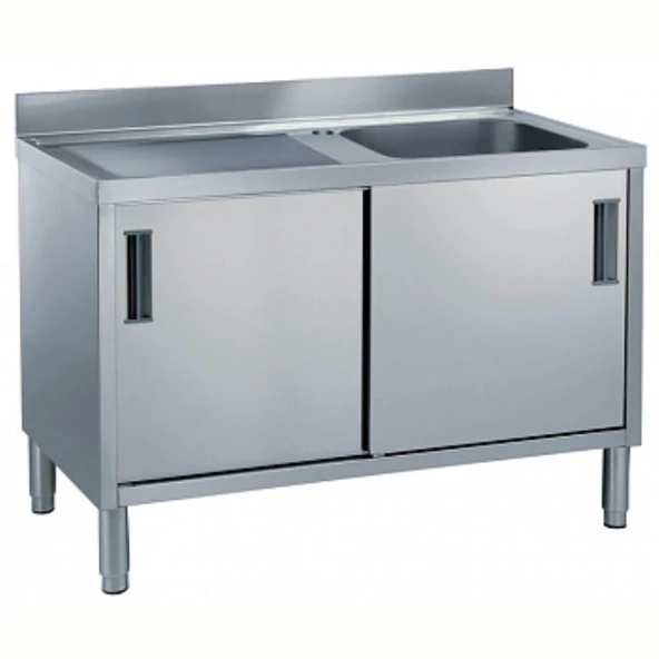 Electrolux Professional Dolaplı 1 Evyeli Tezgah, Evyesi (600x500 Mm), Damlalık Sol Tarafta, 2 Kayar Kapılı, 1400 Mm MLA1416SXPN ürün görseli 1