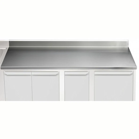 Electrolux Professional Üst Tabla, Sırtlı, 2400 Mm, 1,5 Mm Kalınlıkta Üst Tabla 18 Mm Kalınlığında Ses Sönümlendirici Malzeme Ve Ayrıca 2 Paslanmaz Kayıtla Güçlendirilmiştir - Modular Line TPLA24A ürün görseli 1