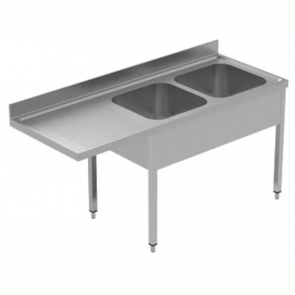 Electrolux Professional Tezgahaltı Bulaşık Makinesi Tezgahı, 2 Evye (500x500 Mm) & Sol Tarafta Süzdürme - 1800 Mm, Plus GLR2SSPE ürün görseli 1