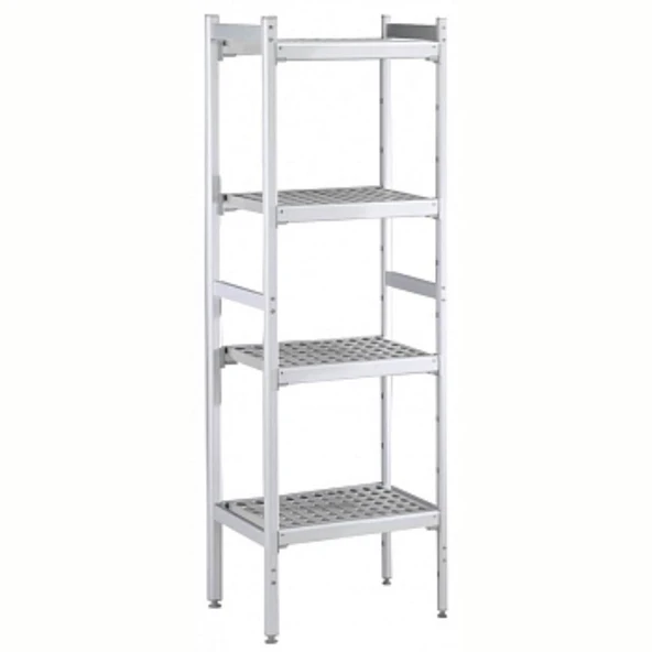 Electrolux Professional Düz Etejer Seti, Aluminyum Ayaklı, 4 Raflı, Her Raf Demonte Polietilen Tabletlerden Oluşur, Tabletler Bulaşık Makinesinde Yıkanabilir - 475x950 Mm, H=1700 Mm BLS950 ürün görseli 1