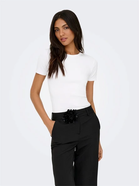 Only   ONLVAL S/S O-NECK TOP JRS Kadın Beyaz T-Shirt - 15369240 ürün görseli 1