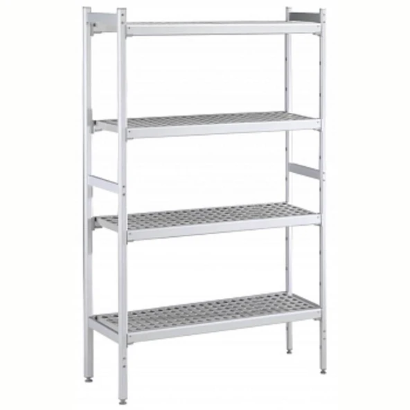 Electrolux Professional Düz Etejer Seti, Aluminyum Ayaklı, 4 Raflı, Her Raf Demonte Polietilen Tabletlerden Oluşur, Tabletler Bulaşık Makinesinde Yıkanabilir - 475x1784 Mm, H=1700 Mm BLS1784 ürün görseli 1