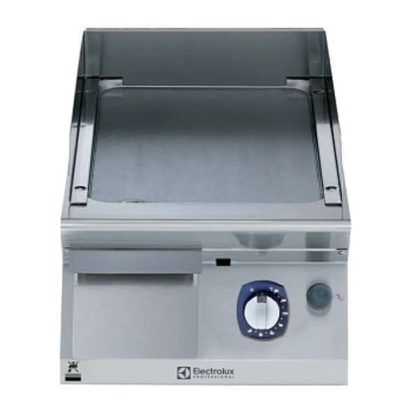 Electrolux Professional Endüstriyel Gazlı Izgara, Yarım Modül, Düz Fırçalanmış Krom Kaplamalı Çelik Pişirme Yüzeyli, Eğimli, Termostatik Kontrol, Kazıyıcı Dahil - 400 Mm E7IIKAAOMCA ürün görseli 1