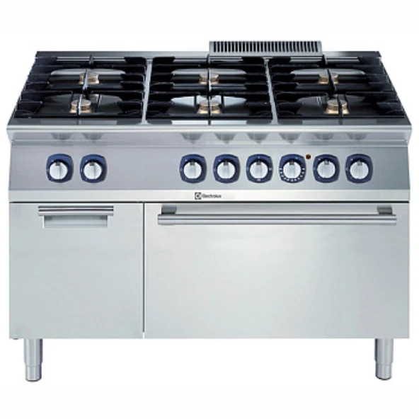 Electrolux Professional Endüstriyel 6 Açık Ateşli Gazlı Kuzine, Her Brulör 5,5 Kw, Altında Elektrikli Fırın + Dolap, Derinlik 730 Mm - 1200 Mm E7GCGL6C20 ürün görseli 1