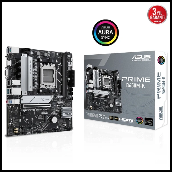 ASUS PRIME B650M-K, 2xDDR5, 2x M.2, D-SUB, HDMI, AM5 Soket Anakart ürün görseli 1