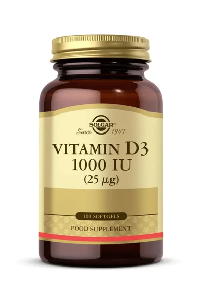 Solgar Vitamin D3 1000 Iu Kapsül 100 Yumuşak Jelatin Kapsül ürün görseli 1