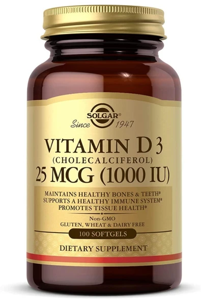 Solgar Vitamin D3 1000 Iu 100 Tablet ürün görseli 1