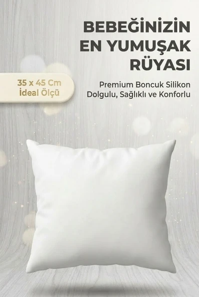 Bebek Yastığı Premium Boncuk Silikon Dolgulu Yumuşak Konforlu 35x45 cm Beyaz ürün görseli 1