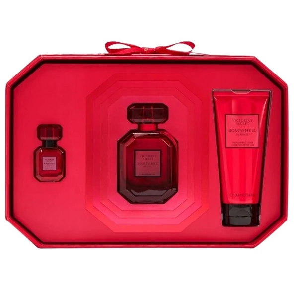 Victoria's Secret Bombshell Intense EDP 50 ml + EDP  7,5 ml + Body Lotion 100 ml Kadın Parfüm Seti ürün görseli 1