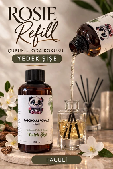 Rosie Patchouli Royale Çubuklu Oda Kokusu Yedek Şişe 250 ml – Paçuli & Amber Notalı Yedek Şişe ürün görseli 1