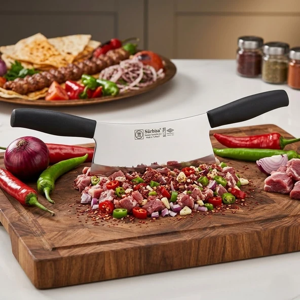 Sürmene Kasap Zırh Bıçağı 33 cm Et Kıyma Ezme Satırı Kurban ve Pizza Satır Bıçağı Sürbisa 61706 ürün görseli 1