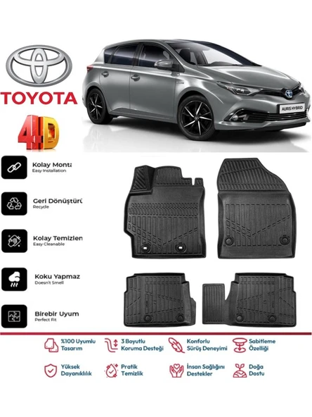 Toyota Auris 2013 ve Sonrası 5D Premium Havuzlu Oto Paspas ürün görseli 1