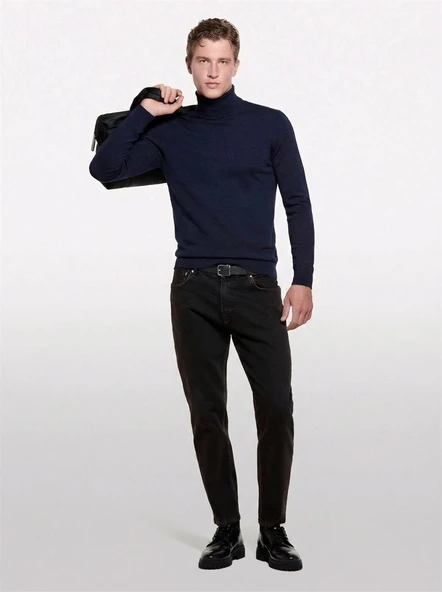 Sisley   Yün Karışımlı Slim Fit Kazak Erkek Lacivert Kazak - 324A11BAS200A ürün görseli 1