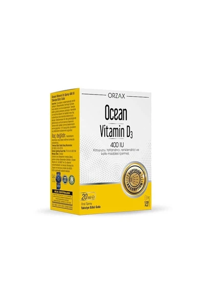 Vitamin D3 400 IU Oral Sprey 20 ml Takviye Edici Gıda ürün görseli 1