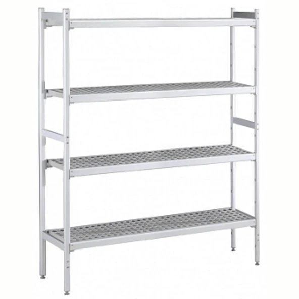 Electrolux Professional Düz Etejer Seti, Aluminyum Ayaklı, 4 Raflı, Her Raf Demonte Polietilen Tabletlerden Oluşur, Tabletler Bulaşık Makinesinde Yıkanabilir - 475x2404 Mm, H=1700 Mm BLS2404 ürün görseli 1