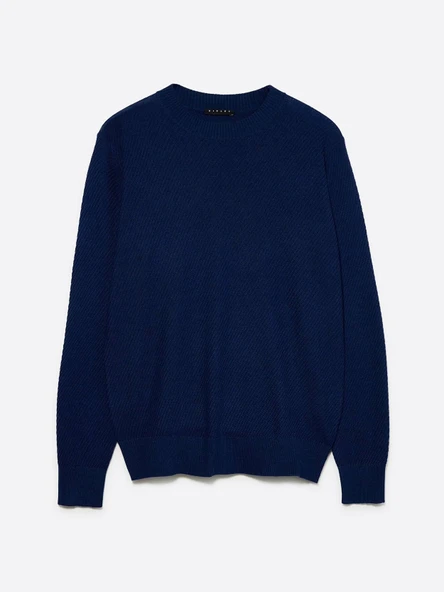 Sisley   Pamuk Karışımlı Nervürlü Regular Fit Kazak Erkek Lacivert Kazak - 325A1041S104H ürün görseli 1