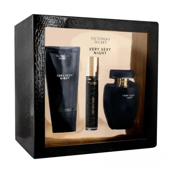 Victoria's Secret Very Sexy Night EDP 100 ml+Fragrance Mist 250 ml+Lotion 250 ml+Rollerball EDP 7 ml+Wash Gel 100 ml Kadın Parfüm Seti ürün görseli 1